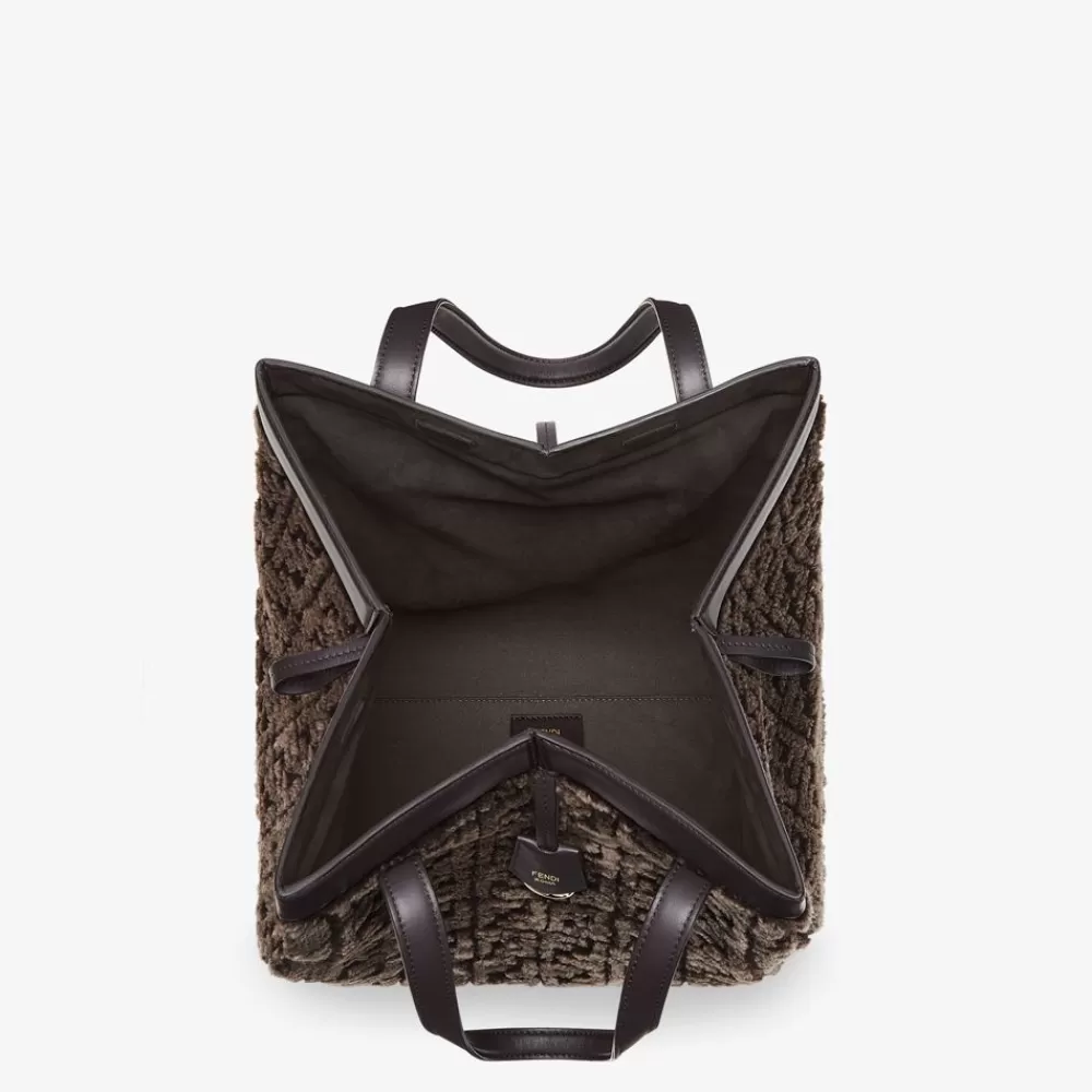 Borse A Secchiello>Fendi Borsa Trasformabile In Montone Marrone Scuro Con Motivo Ff