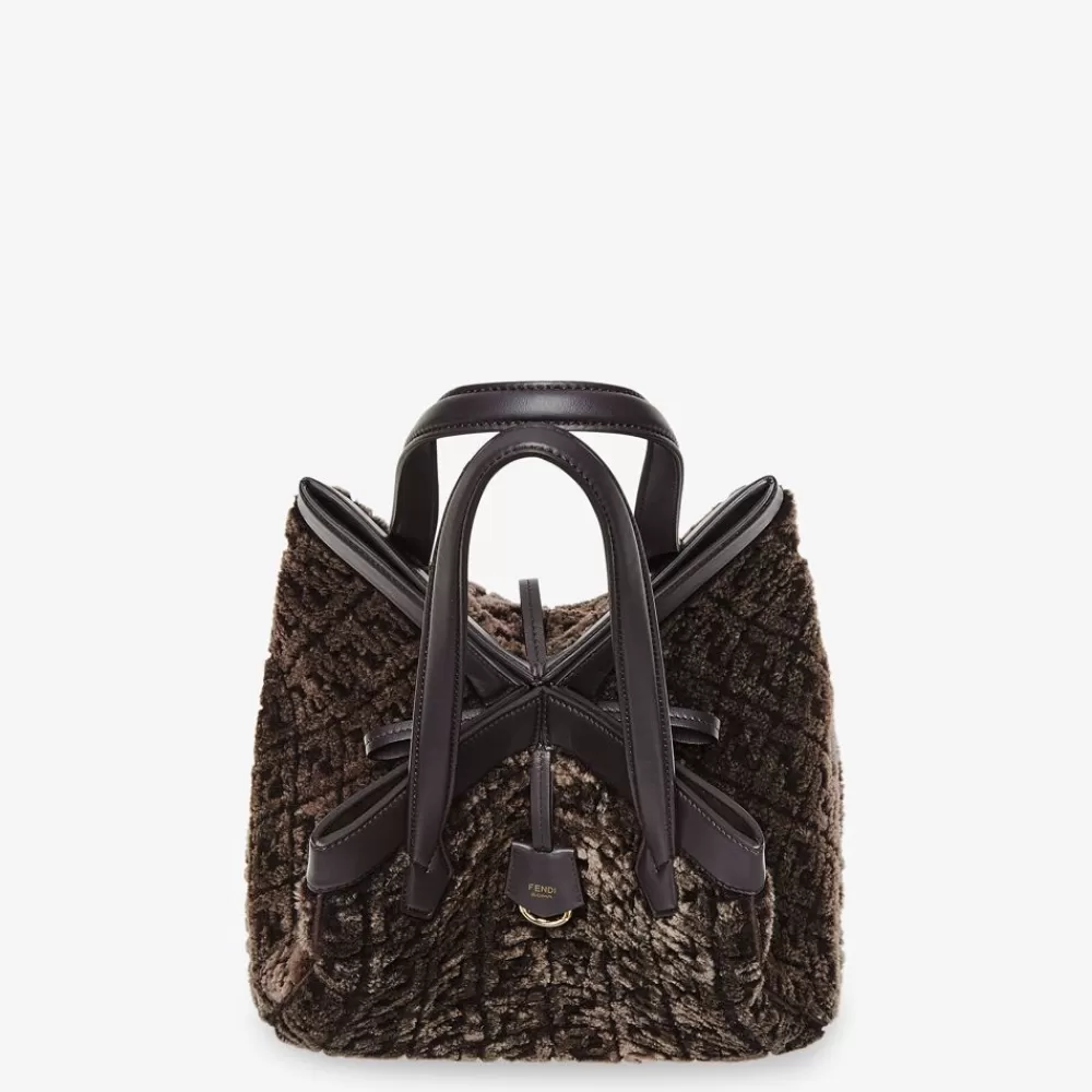 Borse A Secchiello>Fendi Borsa Trasformabile In Montone Marrone Scuro Con Motivo Ff