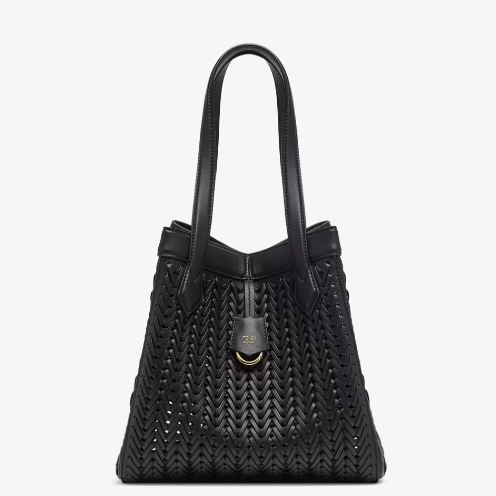 Borse A Secchiello>Fendi Borsa Trasformabile In Pelle Intrecciata Nera