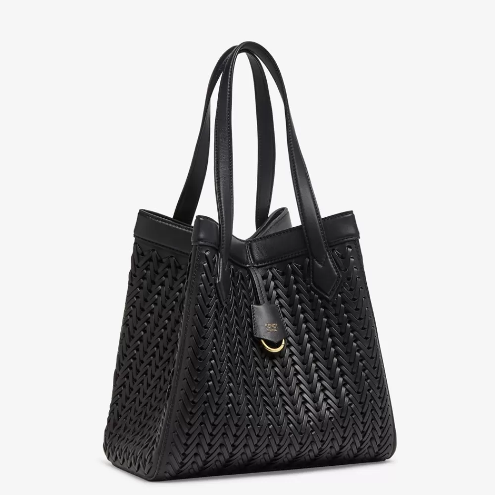 Borse A Secchiello>Fendi Borsa Trasformabile In Pelle Intrecciata Nera