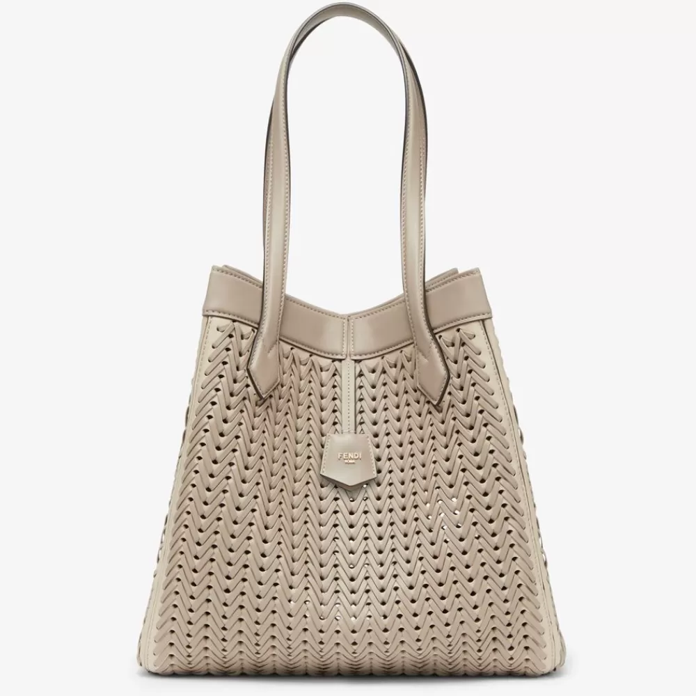 Borse A Secchiello>Fendi Borsa Trasformabile In Pelle Intrecciata Tortora