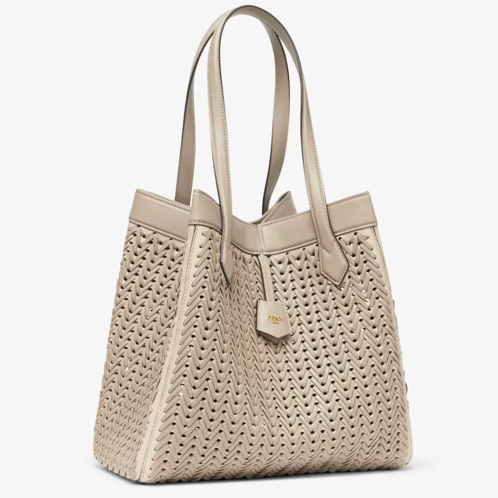 Borse A Secchiello>Fendi Borsa Trasformabile In Pelle Intrecciata Tortora