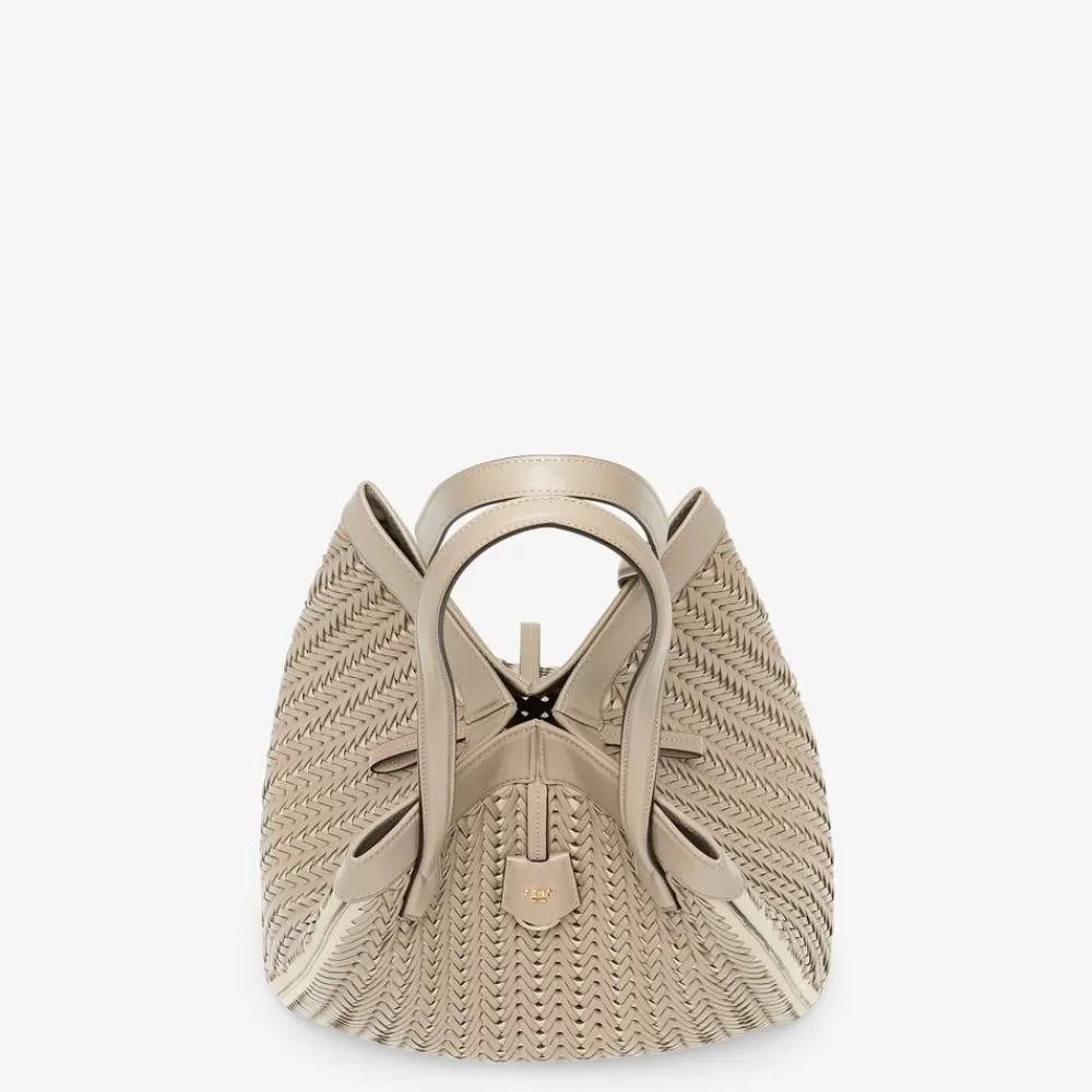 Borse A Secchiello>Fendi Borsa Trasformabile In Pelle Intrecciata Tortora