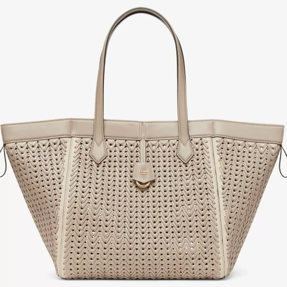 Borse A Secchiello>Fendi Borsa Trasformabile In Pelle Intrecciata Tortora