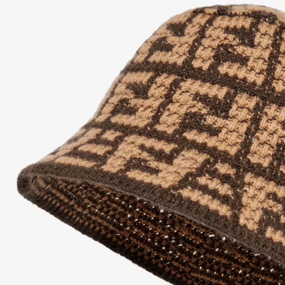 Cappelli E Guanti>Fendi Bucket In Cashmere Marrone