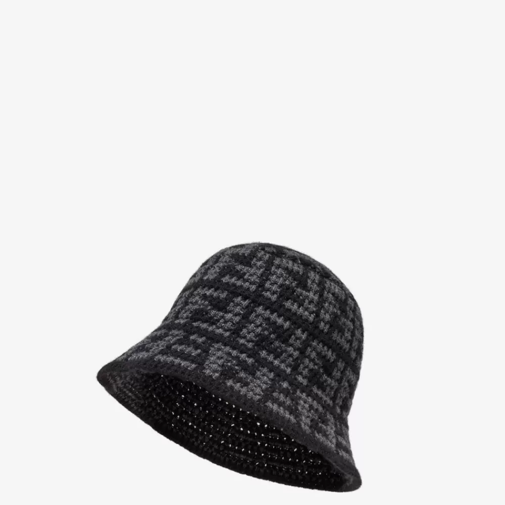 Cappelli E Guanti>Fendi Bucket In Cashmere Nero