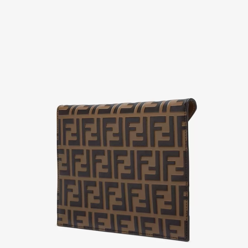 Pouch>Fendi Busta In Pelle Marrone