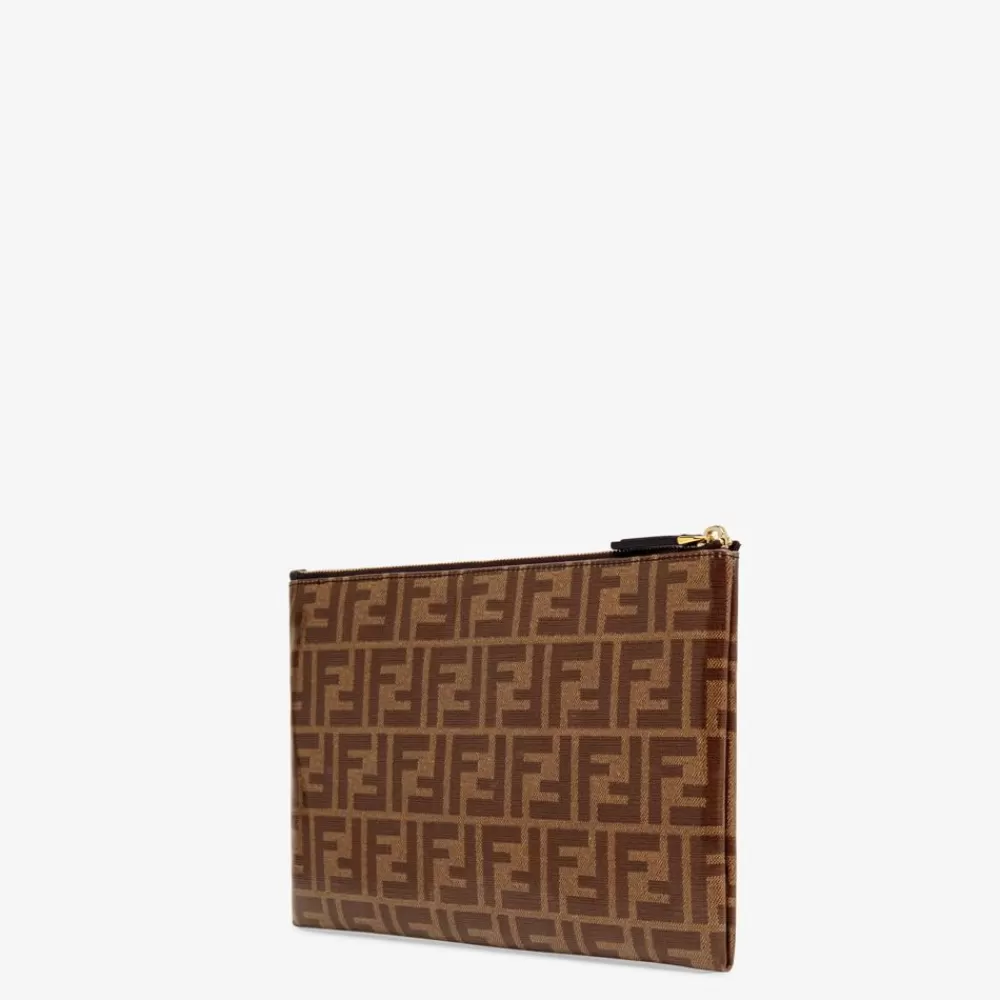 Pouch>Fendi Busta In Tessuto Marrone