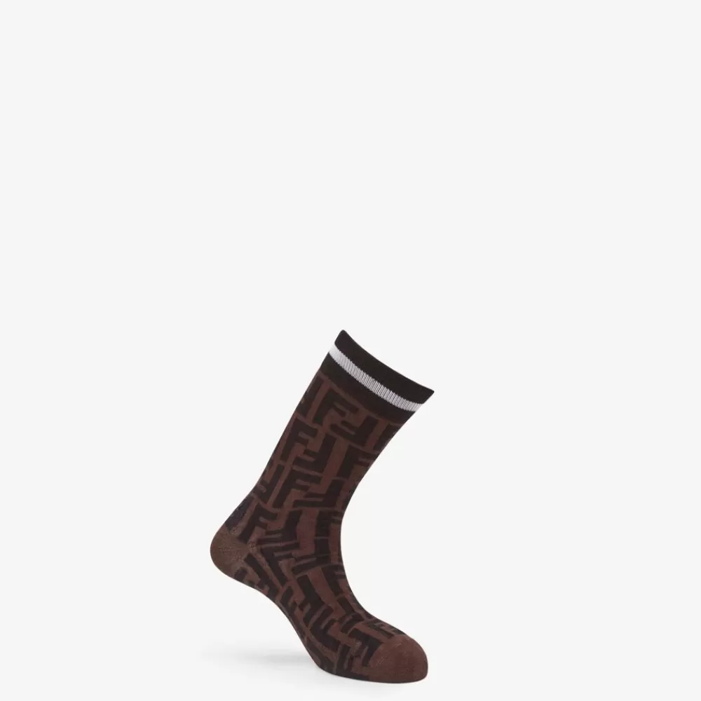 Calzini>Fendi Calzini In Cotone Stretch Marrone