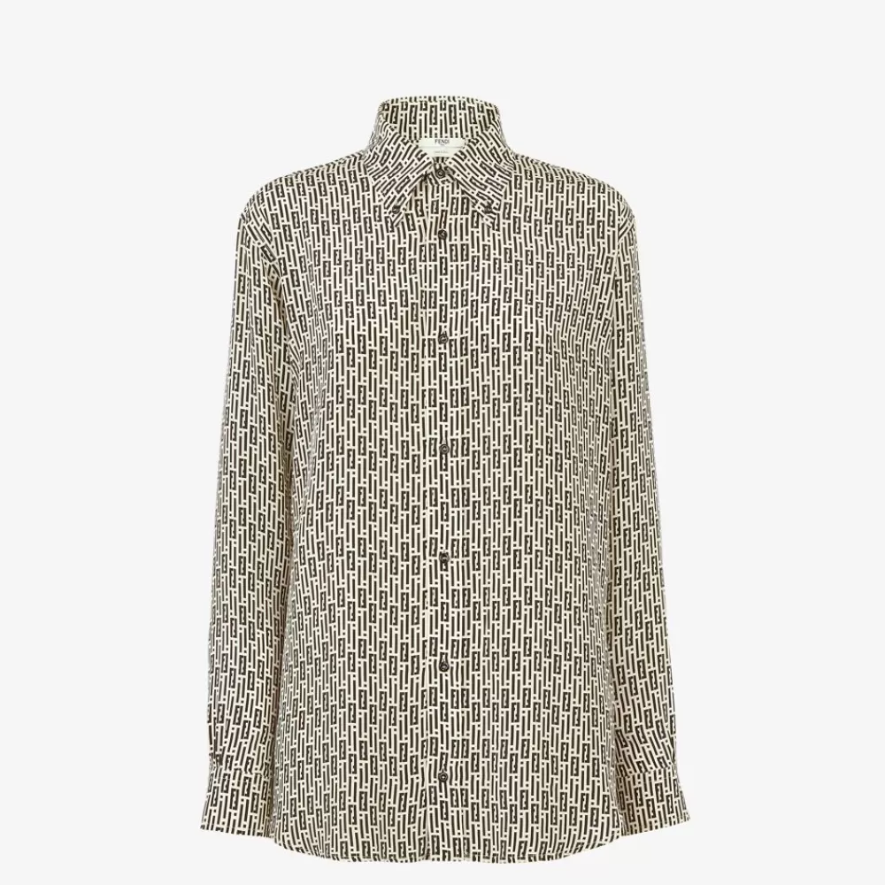 Top E Camicie>Fendi Camicia In Crepe De Chine Stampato