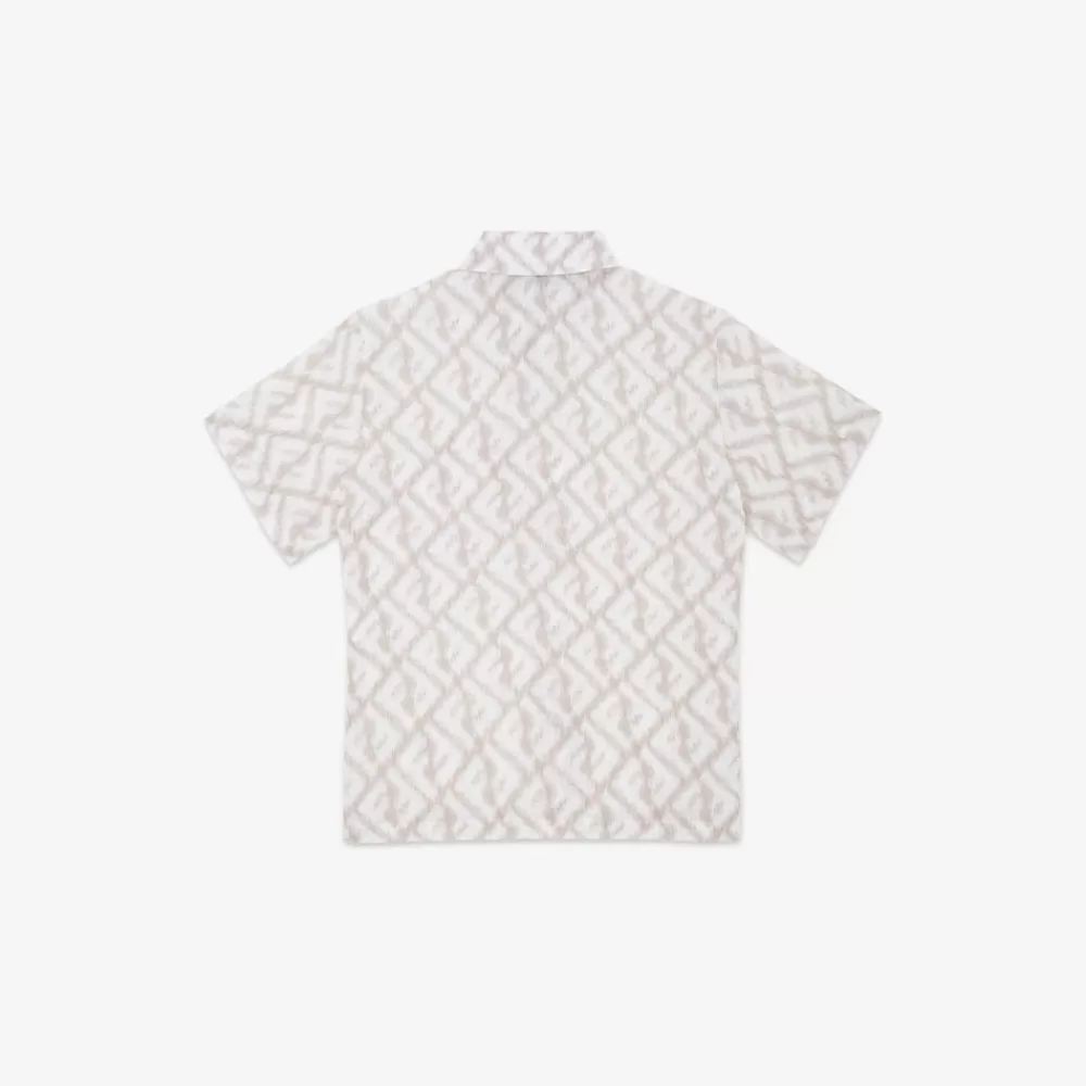 Bambino>Fendi Camicia In Lino Con Logo All-Over