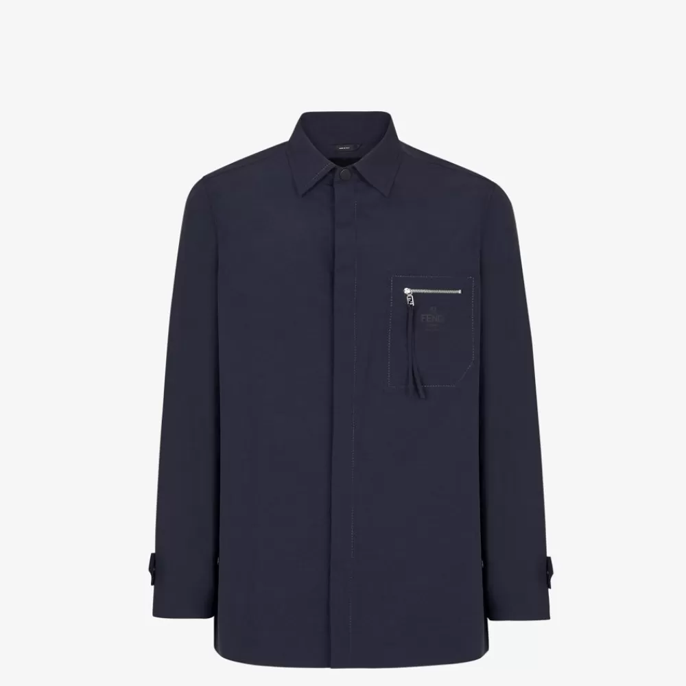 Cappotti E Capispalla>Fendi Camicia In Nylon Blu
