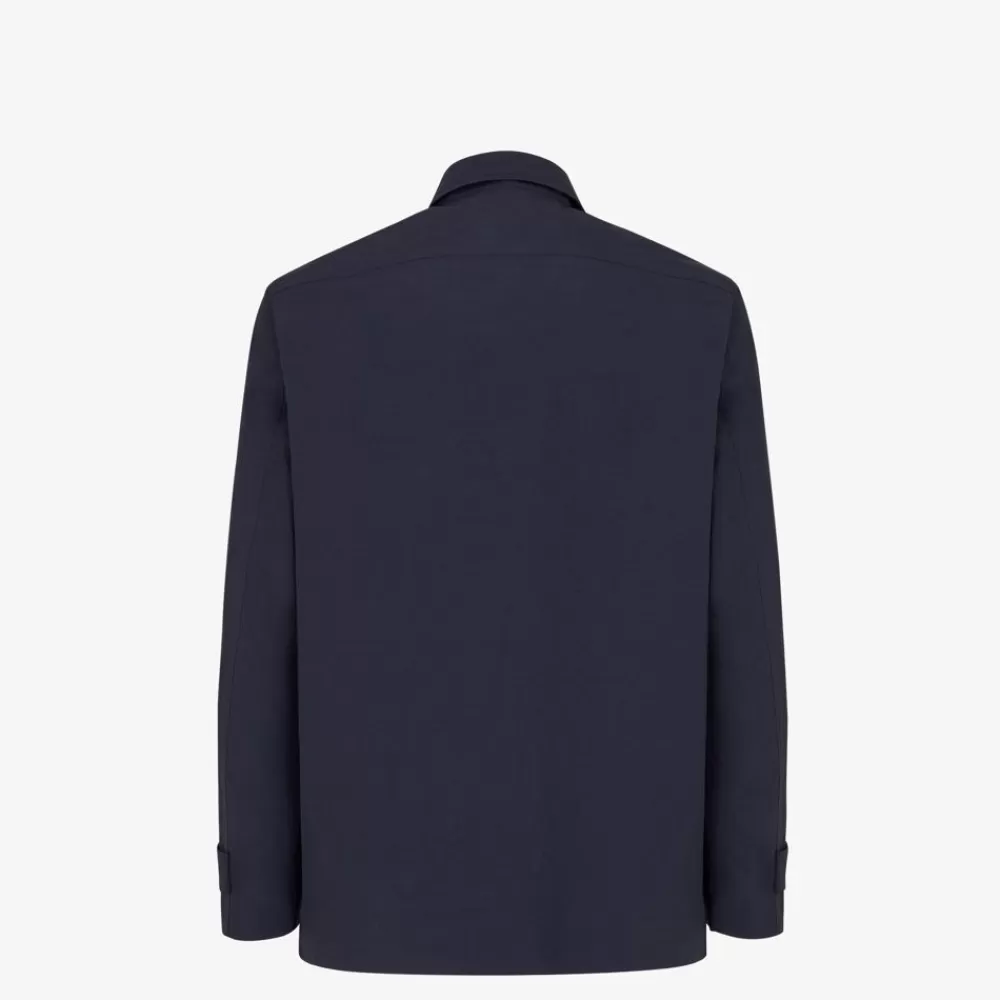 Cappotti E Capispalla>Fendi Camicia In Nylon Blu
