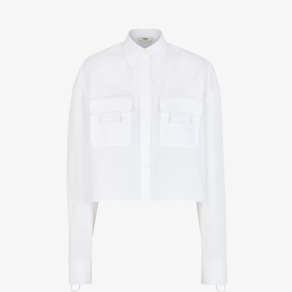 Top E Camicie>Fendi Camicia In Popeline Bianco