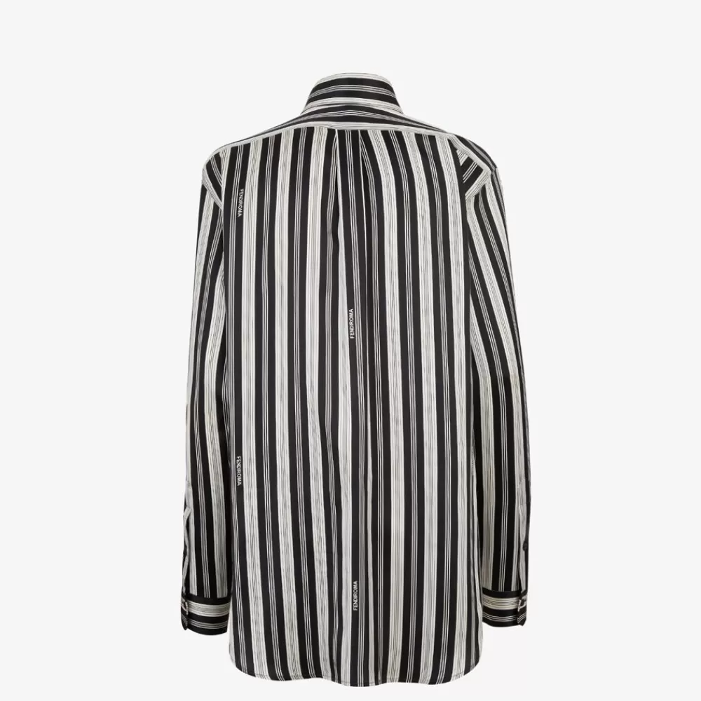 Top E Camicie>Fendi Camicia In Seta A Righe Bianca E Nera