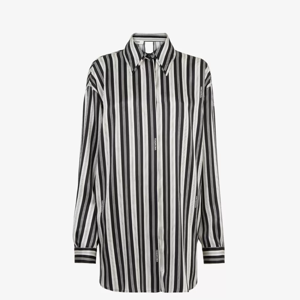 Abiti E Tute>Fendi Camicia In Seta A Righe Multicolor