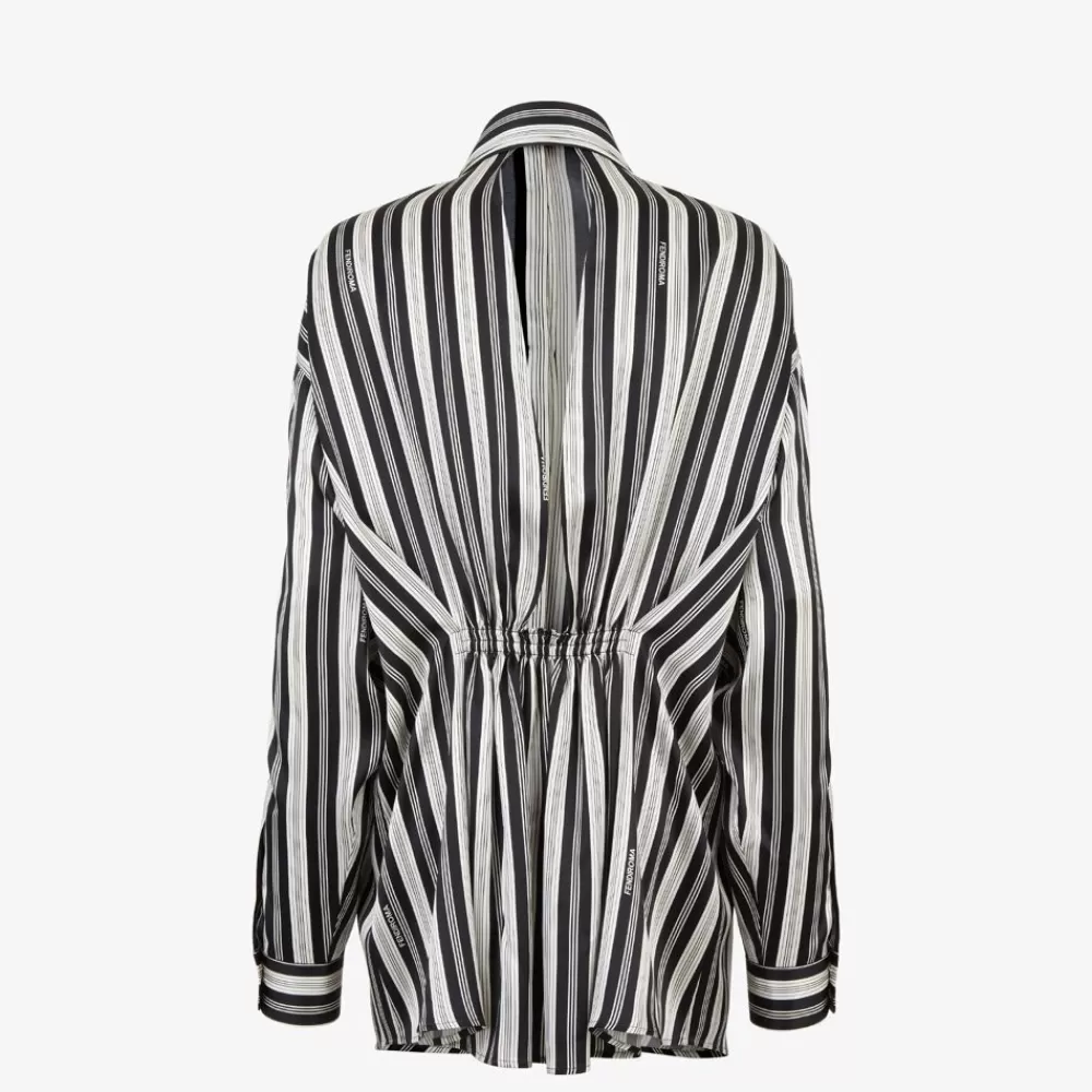 Abiti E Tute>Fendi Camicia In Seta A Righe Multicolor