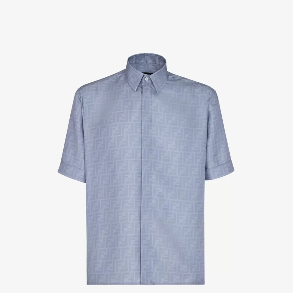 Top E Camicie>Fendi Camicia In Seta Azzurra