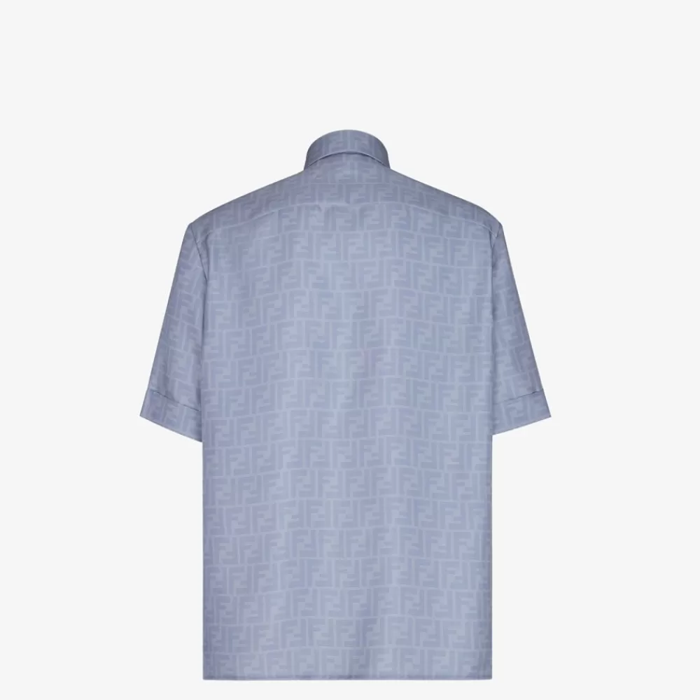 Top E Camicie>Fendi Camicia In Seta Azzurra