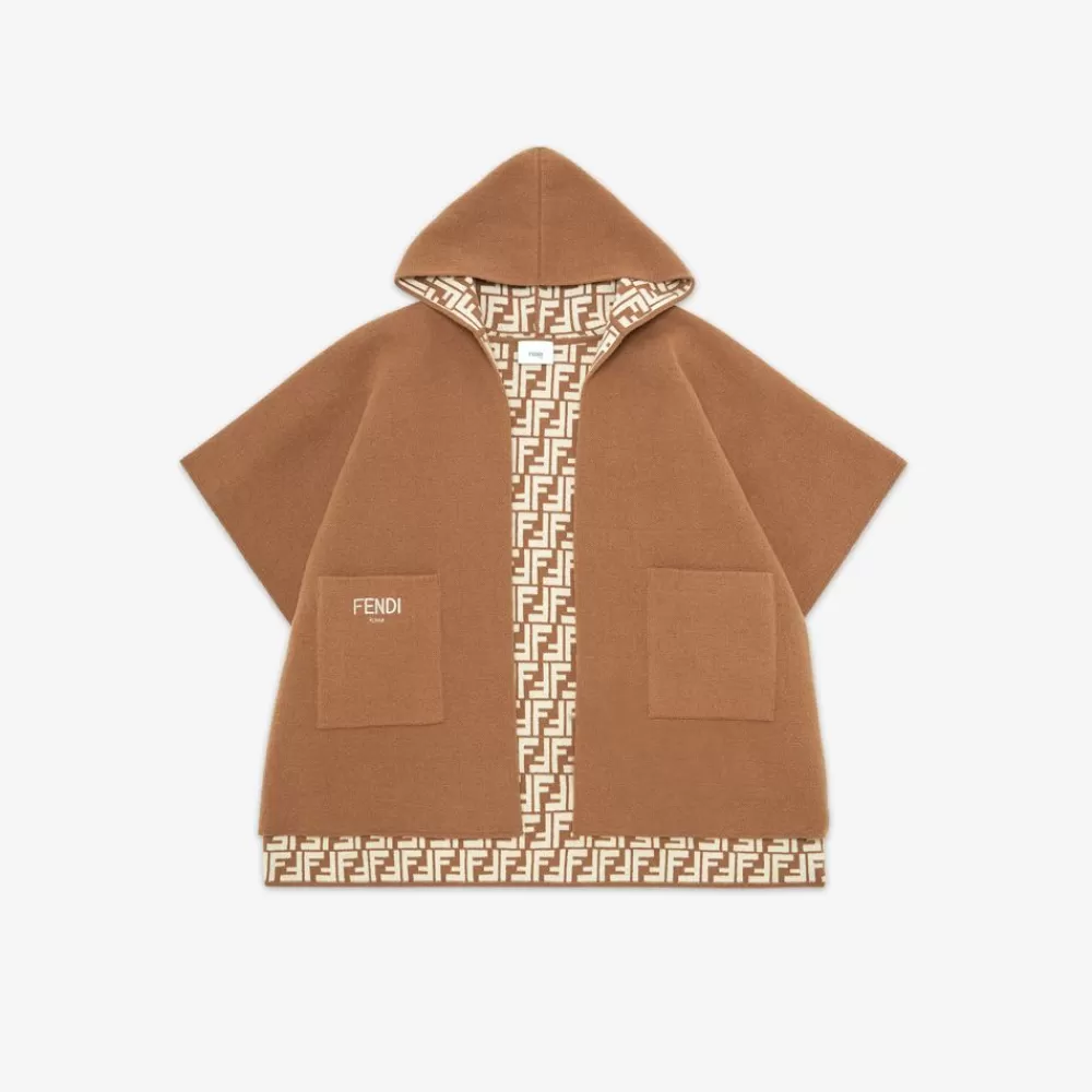 Accessori E Borse>Fendi Cappa Junior In Maglia Reversibile Beige