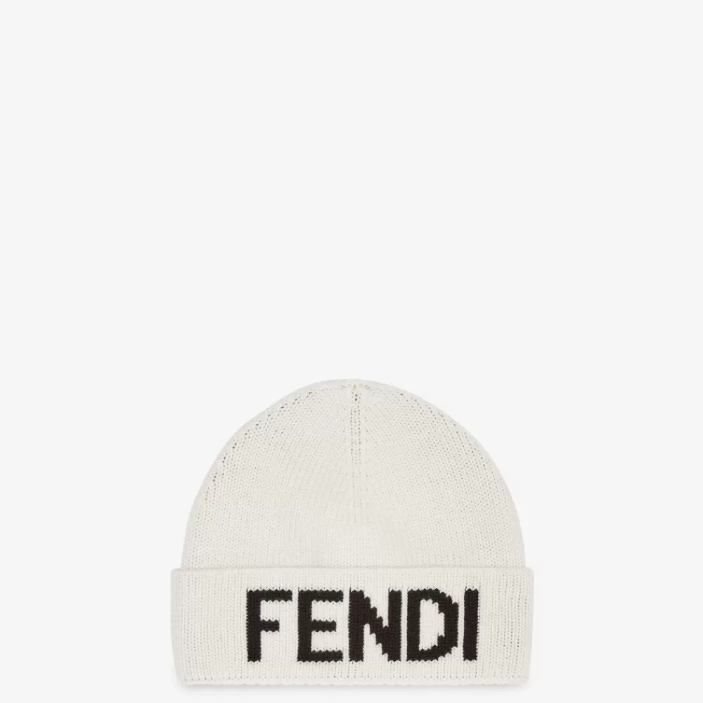 Cappelli E Guanti>Fendi Cappello In Lana Bianca