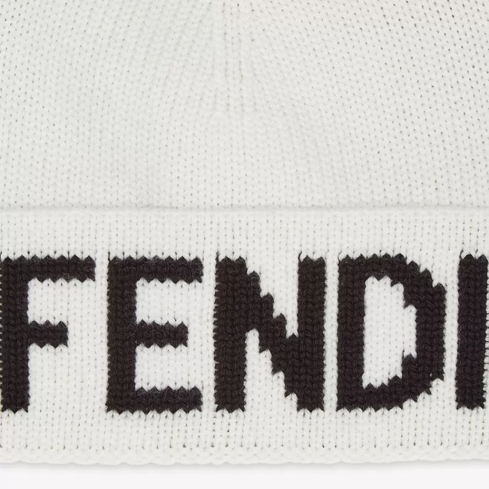 Cappelli E Guanti>Fendi Cappello In Lana Bianca