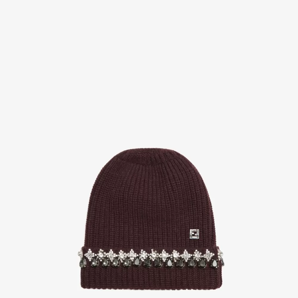 Cappelli E Guanti>Fendi Cappello In Lana Bordeaux