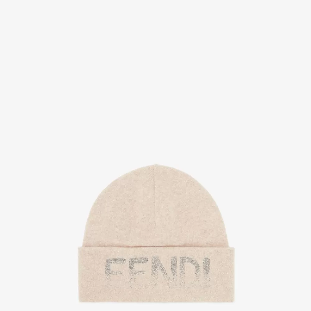 Cappelli E Guanti>Fendi Cappello In Lana E Cashmere Beige