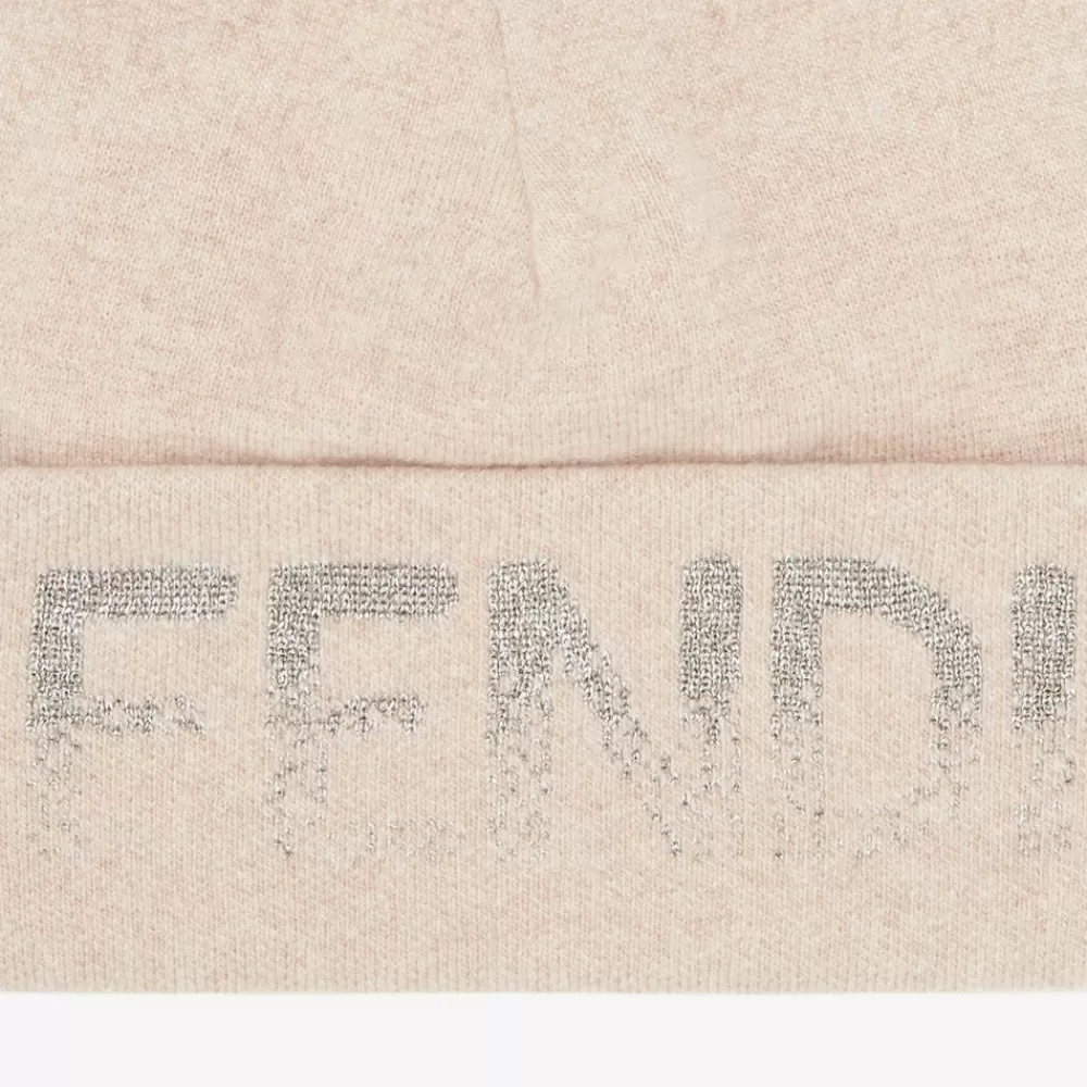 Cappelli E Guanti>Fendi Cappello In Lana E Cashmere Beige