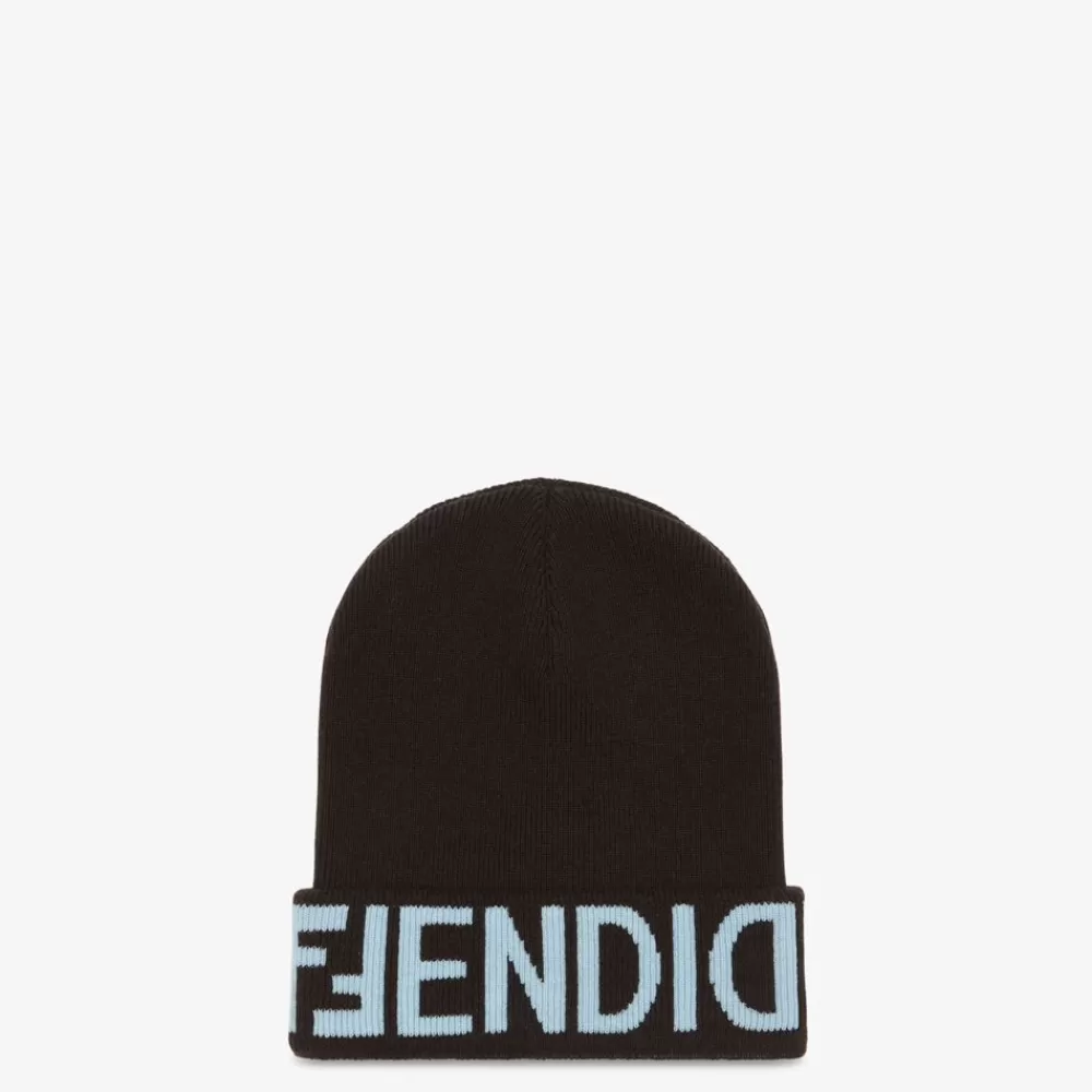 Cappelli E Guanti>Fendi Cappello In Lana Marrone Scuro