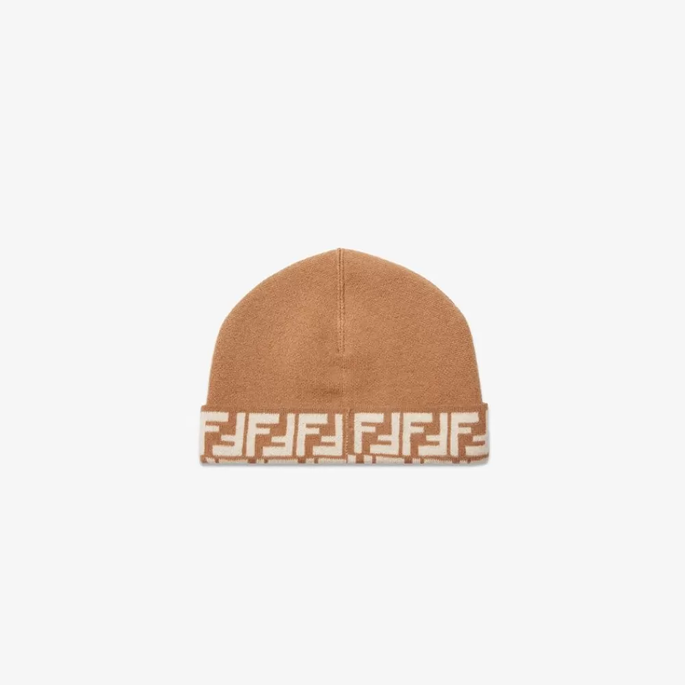 Accessori>Fendi Cappello Junior In Lana Reversibile Beige