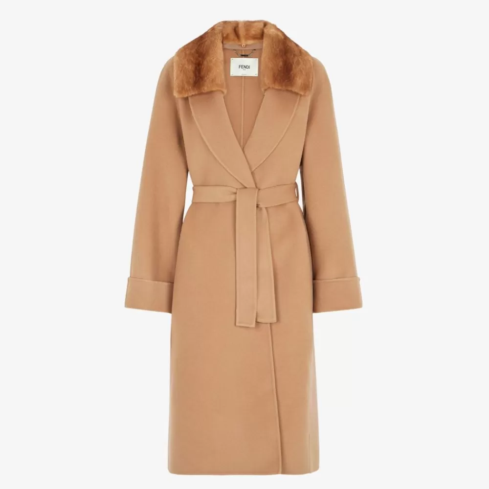 Cappotti E Capispalla>Fendi Cappotto In Cashmere Marrone
