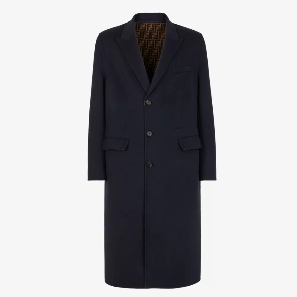 Cappotti E Capispalla>Fendi Cappotto In Lana Blu