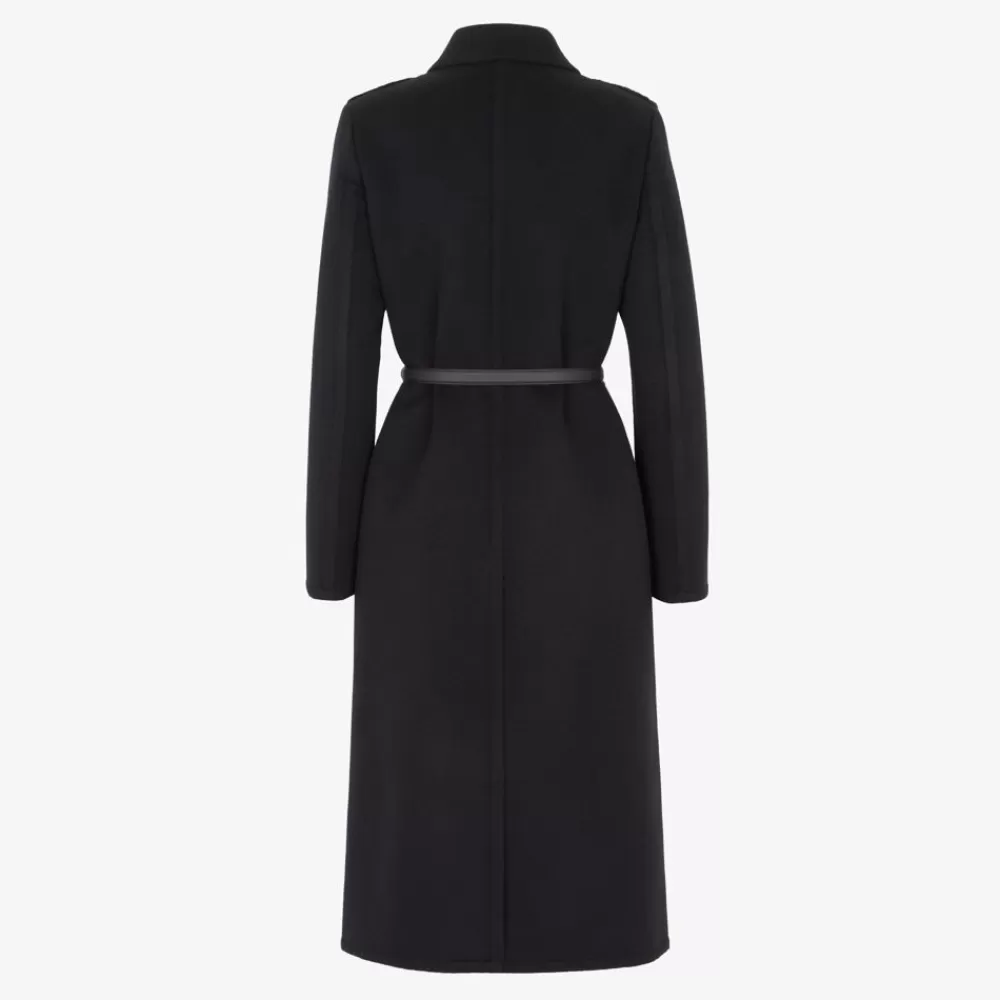 Cappotti E Capispalla>Fendi Cappotto In Lana E Visone Nero