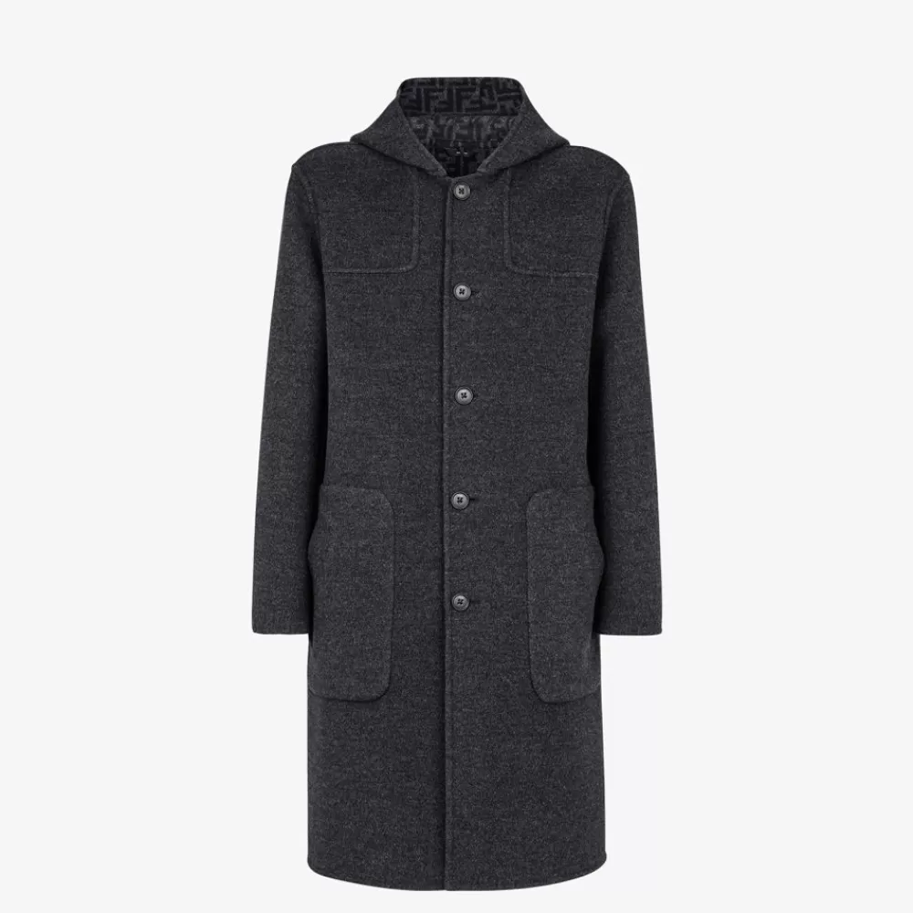 Cappotti E Capispalla>Fendi Cappotto In Lana Grigia