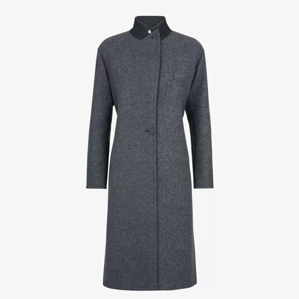 Cappotti E Capispalla>Fendi Cappotto In Lana Grigio Scuro