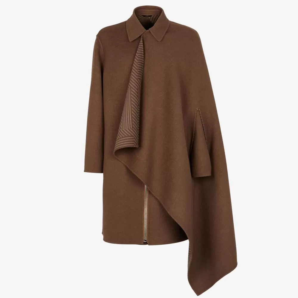 Cappotti E Capispalla>Fendi Cappotto In Lana Marrone