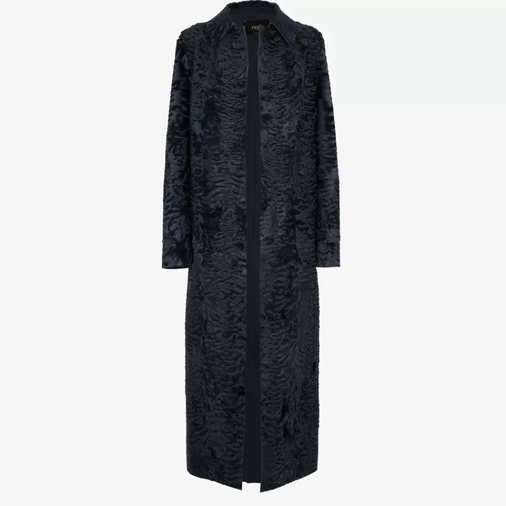 Cappotti E Capispalla>Fendi Cappotto In Swakara Blu