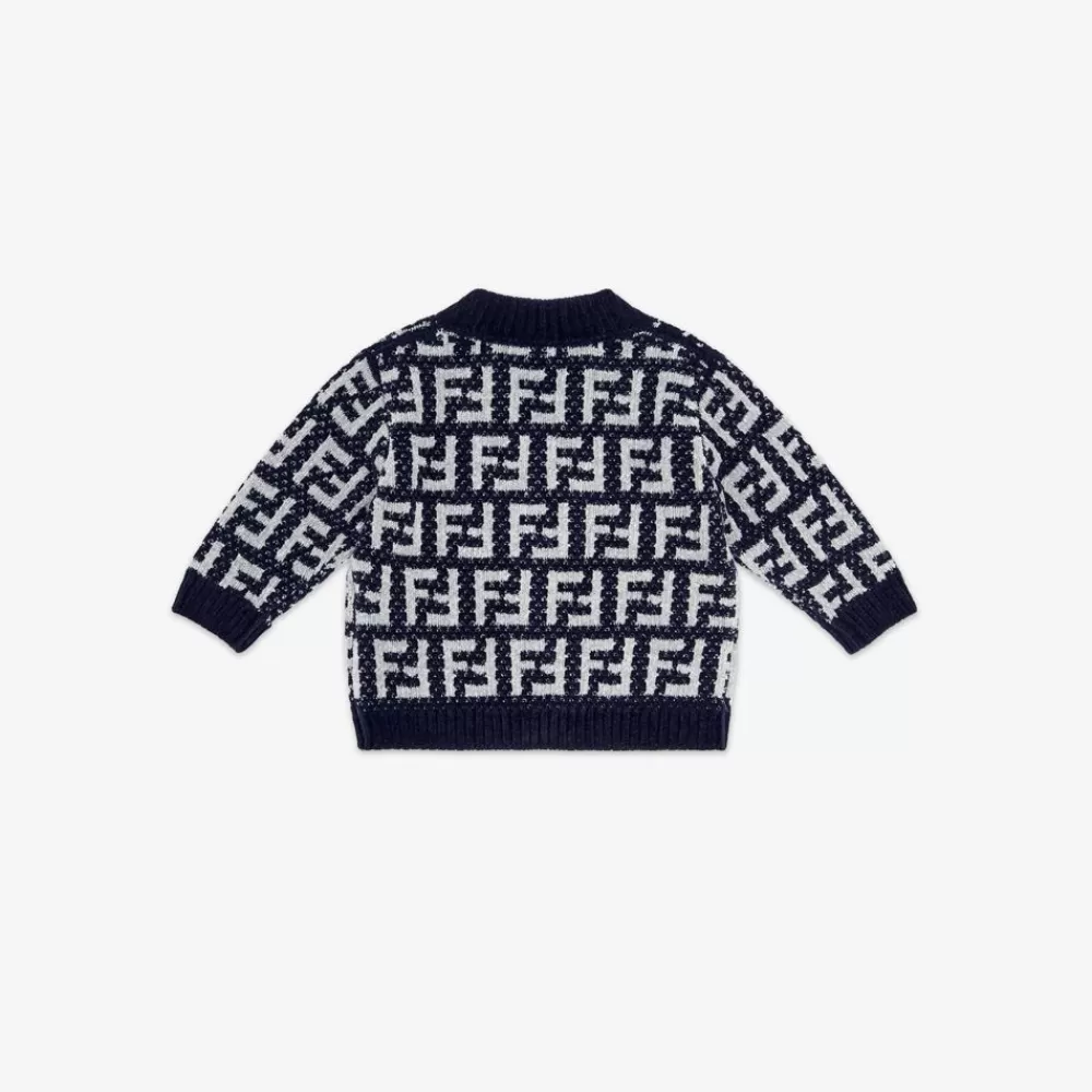 Bambina>Fendi Cardigan Baby In Maglia Di Ciniglia Con Logo