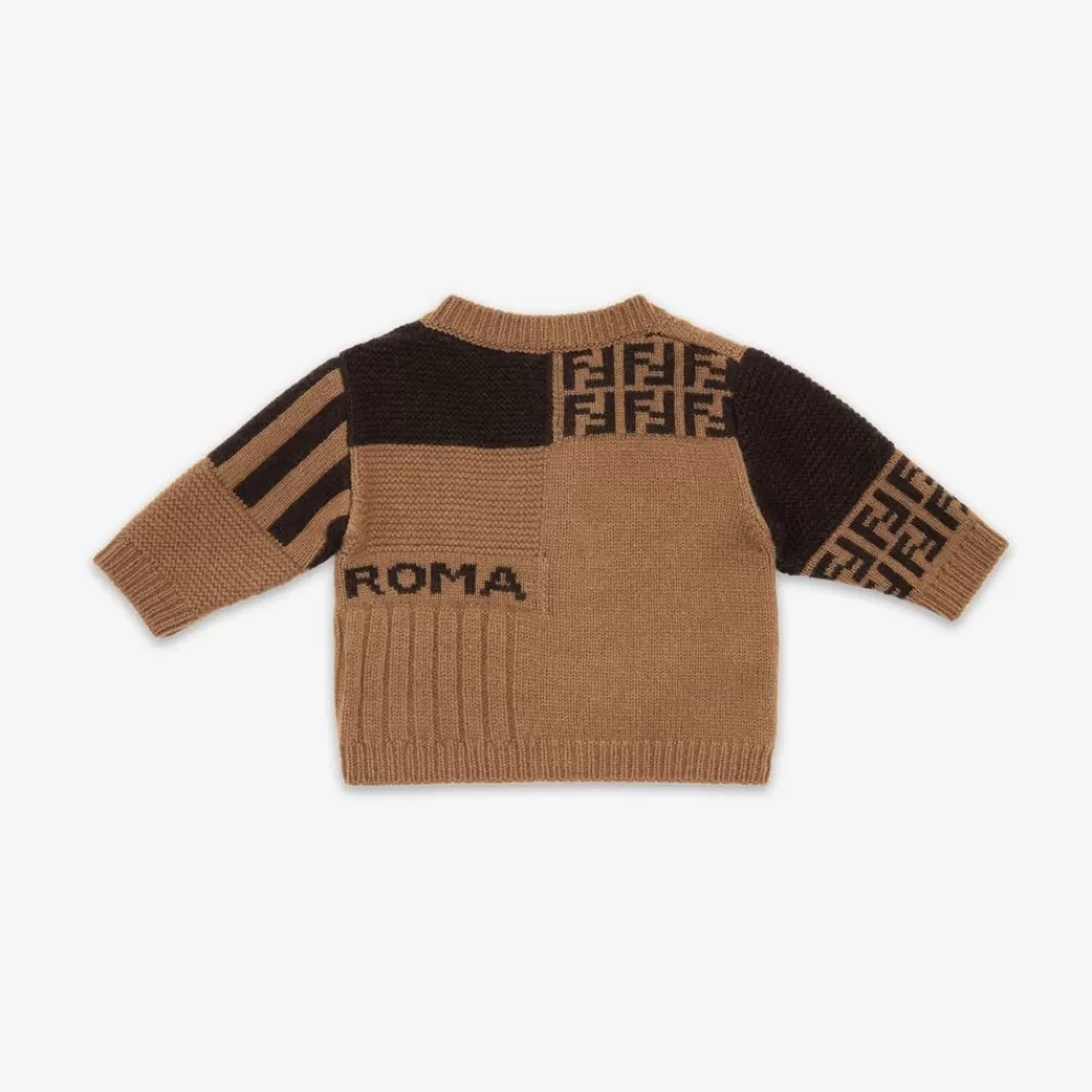 Bambina>Fendi Cardigan Baby In Maglia Marrone E Tabacco