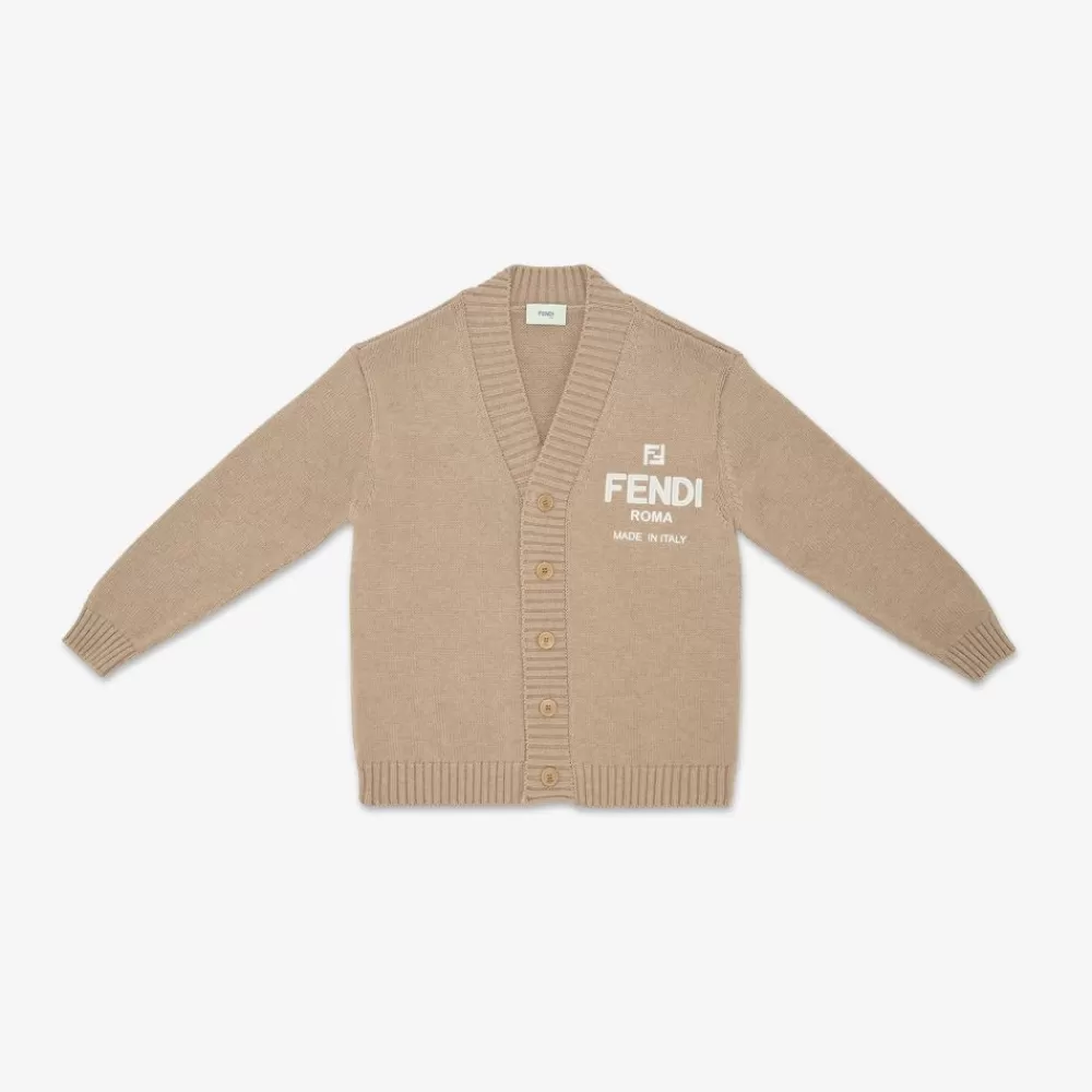 Bambino>Fendi Cardigan Roma In Misto Lana Ecru