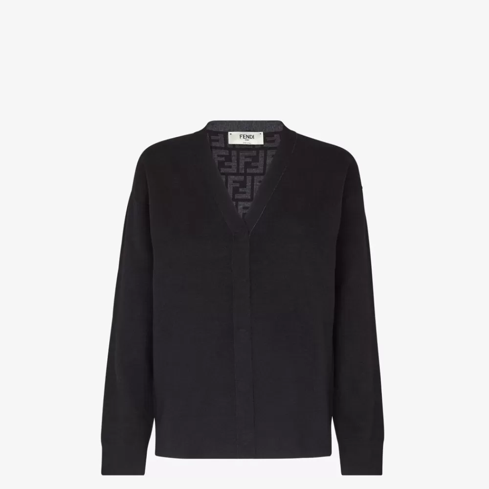 Maglieria>Fendi Cardigan In Maglia Nera
