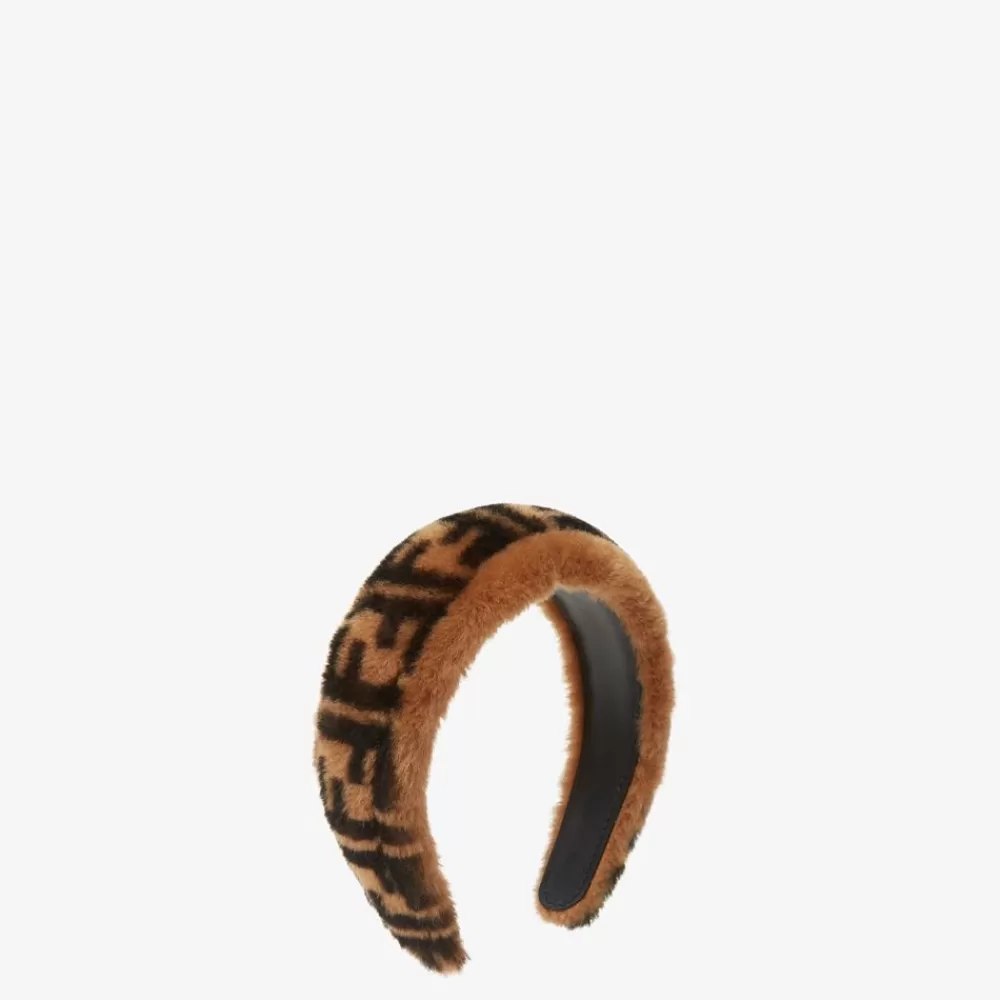 Accessori Per Capelli>Fendi Cerchietto In Shearling Marrone
