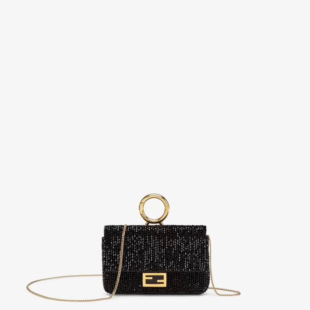 Miniature Bags>Fendi Charm Con Cristalli Neri