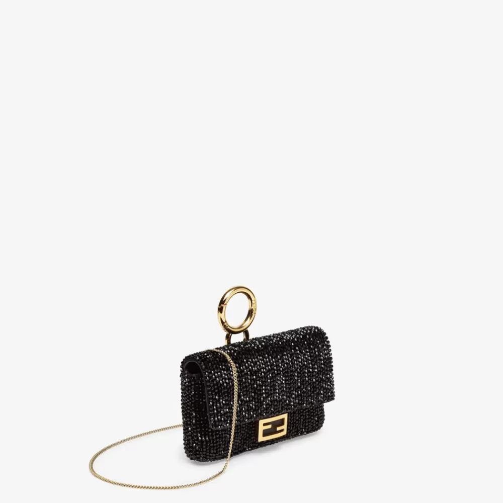 Miniature Bags>Fendi Charm Con Cristalli Neri