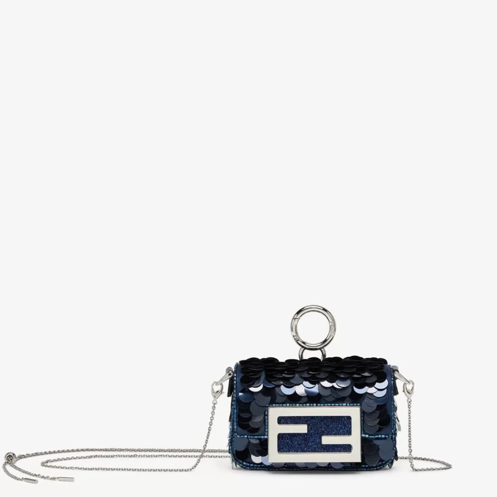 Miniature Bags>Fendi Charm Con Paillettes Blu