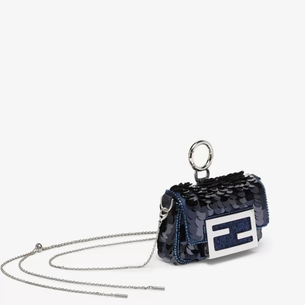 Miniature Bags>Fendi Charm Con Paillettes Blu