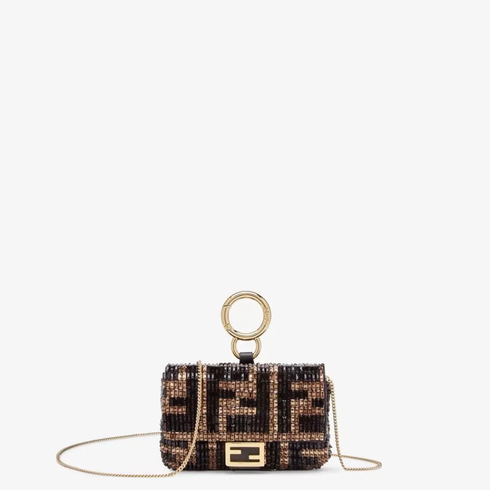 Miniature Bags>Fendi Charm Con Perline Marroni