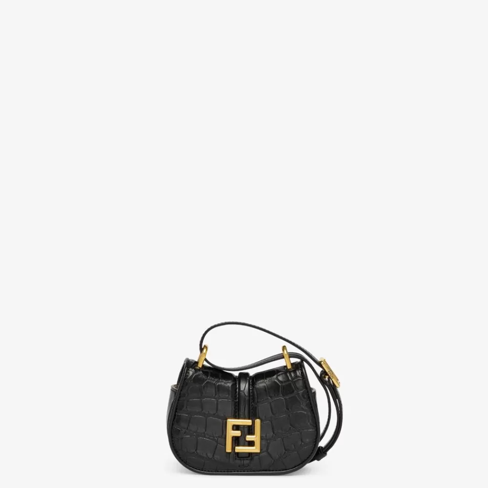 Miniature Bags>Fendi Charm In Coccodrillo Nero