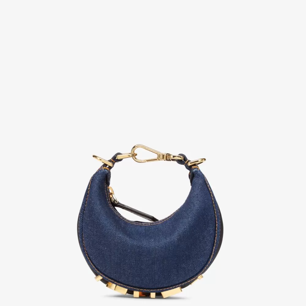 Miniature Bags>Fendi Charm In Denim Blu